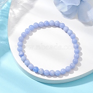 Natural Dyed Blue Lace Agate Beads Stretch Bracelets for Women, Inner Diameter: 2-1/4 inch(5.7cm), Bead: 6mm(BJEW-JB11260)