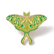 Butterfly Enamel Pin, Light Gold Alloy Brooch for Backpack Clothes, Yellow Green, 24.5x30x2mm, Pin: 1.3mm(JEWB-A005-24-03)