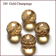 Imitation Austrian Crystal Beads, Grade AAA, Faceted, Round, Gold, 6mm, Hole: 0.7~0.9mm(SWAR-F073-6mm-28)