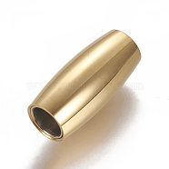 304 Stainless Steel Magnetic Clasps with Glue-in Ends, Rice, Golden, 21x9.5mm, Hole: 6mm(STAS-F212-022G)