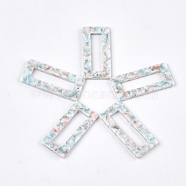 Cellulose Acetate(Resin) Pendants, Rectangle, Pale Turquoise, 37x17x2.5mm, Hole: 1.2mm(X-KY-T008-23A)