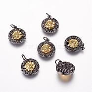 Brass Micro Pave Cubic Zirconia Pendants, Cadmium Free & Nickel Free & Lead Free, Flat Round with Lion Head, Real 18K Gold Plated, 17.5x15x6mm, Hole: 3mm(ZIRC-E108-08G-NR)
