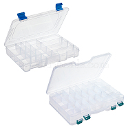 2 Sets 2 Style Removable Rectangle PP Plastic Fishing Tackle Boxes, Outdoor Fishing Accessories, Clear, 1 set/style(CON-FH0001-45)