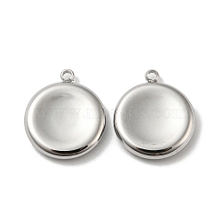 304 Stainless Steel Pendants, Flat Round Charms, Stainless Steel Color, 16x14x3mm, Hole: 1.4mm(STAS-L022-019P)