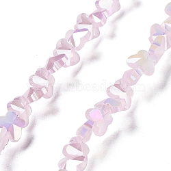Electroplate Butterfly Glass Beads Strands, AB Color Plated, Pearl Pink, 8x10x5.5mm, Hole: 1.2mm, about 95pcs/strand, 29.13''(74cm)(EGLA-A036-10A-AB02)
