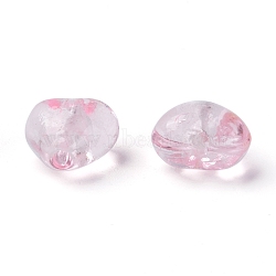 Handmade Silver Foil Glass Beads, Heart, Pink, about 12mm in diameter, 8mm thick, hole: 1~2mm(X-SLH12MM06Y)