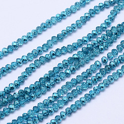 Faceted Rondelle Transparent Painted Glass Beads Strands, Deep Sky Blue, 3x2.5mm, Hole: 0.8mm, 180~185pcs/strand, 17.5 inch(DGLA-J001-C10-2mm)