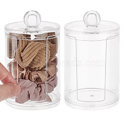 Cotton Pad Organizer Box, Round Clear Acrylic Holder for Cotton Pads and Makeup Puff, Clear, 6.9x11.6cm(MRMJ-WH0070-48)