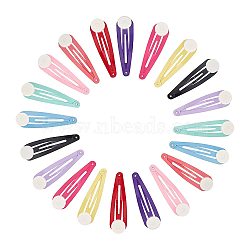 Spray Painted Iron Snap Hair Clips, with Plastic, Teardrop, Mixed Color, 49.5x14x0.5mm, 100pcs/set(PHAR-NB0001-05)