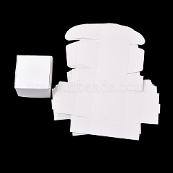Kraft Paper Gift Box, Shipping Boxes, Folding Boxes, Square, White, 8x8x4cm(CON-K003-02A-02)