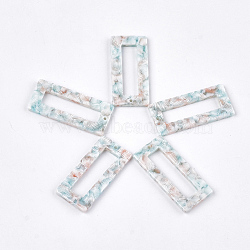 Cellulose Acetate(Resin) Pendants, Rectangle, Pale Turquoise, 37x17x2.5mm, Hole: 1.2mm(X-KY-T008-23A)