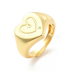 Rack Plating Brass Heart Singet Adjustable Ring for Women, Cadmium Free & Lead Free, Golden, US Size 6 1/2(16.9mm)(RJEW-E064-02G)