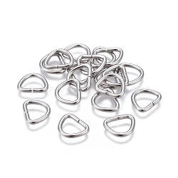 304 Stainless Steel D Rings, Buckle Clasps, For Webbing, Strapping Bags, Garment Accessories Findings, D Clasps, Stainless Steel Color, 7.5x9.5x1mm(STAS-P236-01P-B)