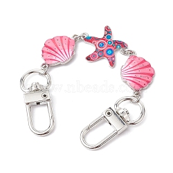 Ocean Theme Alloy Enamel Link Purse Strap Extenders, Shell & Starfish Purse Extension Chains with Swivel Clasp, Pale Violet Red, 14.2cm(AJEW-BA00124-03)