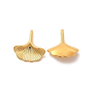 Vacuum Plating 304 Stainless Steel Pendants, Ginkgo Leaf Charm, Golden, 14x13x4mm, Hole: 4x2mm
