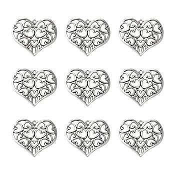 Valentines Unique Gifts for Boyfriends Alloy Pendants, Cadmium Free & Nickel Free & Lead Free, Heart, Antique Silver, 31x36.5x5mm, Hole: 2mm