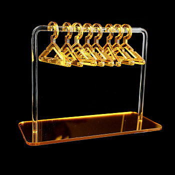Acrylic Earrings Display Stands, Clothes Hangers Shaped Dangle Earring Organizer Holder, with 8Pcs Mini Hangers, Gold, 6x15x12cm