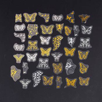 Waterproof Plastic Laser Adhesive Stickers, DIY Scrapbook Decorative Material Stickers, Mixed Color, Butterfly Pattern, 23~53x19.5~45.5x0.1mm, 38pcs/bag