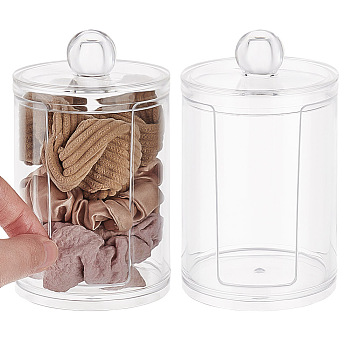 Cotton Pad Organizer Box, Round Clear Acrylic Holder for Cotton Pads and Makeup Puff, Clear, 6.9x11.6cm