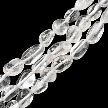Natural Quartz Crystal Beads Strands, Rock Crystal Beads, Nuggets, 8~16x8~11.5x5.5~9mm, Hole:1mm, about 35~38pcs/strand, 15 inch