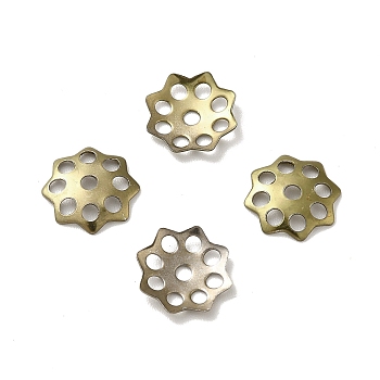 Ion Plating(IP) 304 Stainless Steel Bead Caps, Flower, Multi-Petal, Antique Bronze, 10.5x10x1.5mm, Hole: 1mm