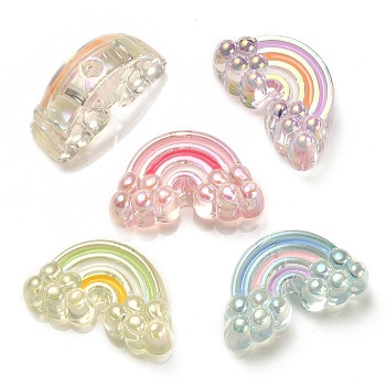 UV Plating Rainbow Iridescent Acrylic Enamel Beads, Rainbow, Mixed Color, 17x29x11mm, Hole: 3.5mm