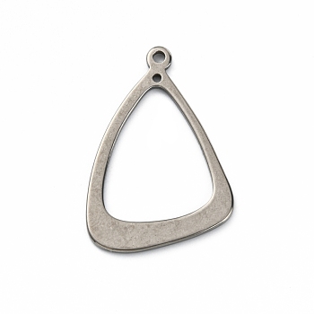 304 Stainless Steel 2-Loop Link Pendants, Connector Charms, Triangle, Stainless Steel Color, 33x22.5x1.5mm, Hole: 1mm and 1.5mm