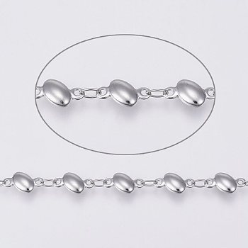 304 Stainless Steel Chains, Soldered, Oval, Stainless Steel Color, 8.5x4x2mm, about 32.8 Feet(10m)/card