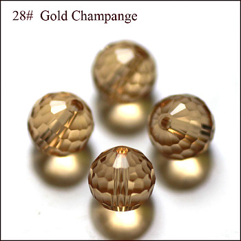 Imitation Austrian Crystal Beads, Grade AAA, Faceted, Round, Gold, 6mm, Hole: 0.7~0.9mm