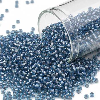 TOHO Round Seed Beads, Japanese Seed Beads, (277) Inside Color Aqua/Lavender Lined, 11/0, 2.2mm, Hole: 0.8mm, about 1110pcs/bottle, 10g/bottle
