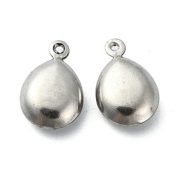 Non-Tarnish 304 Stainless Steel Pendants, Teardrop Charms, Stainless Steel Color, 15x9.5x4.5mm, Hole: 0.9mm