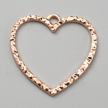 Alloy Open Back Bezel Pendants, for DIY UV Resin, Epoxy Resin, Rose Gold, Heart, 28x28x2mm, Hole: 2mm