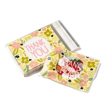 Rectangle OPP Cellophane Bags, Small Jewelry Storage Bags, Self-Adhesive Sealing Bags, with Word Thank You, Colorful, 16.2x9.9cm, Unilateral Thickness: 0.035mm, Inner Measure: 12.8x9.9cm, about 95~100pcs/bag