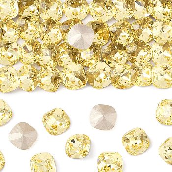 Preciosa&reg MAXIMA Crystal Fancy Stones, Czech Crystal, 435 36 132 Cushion Square, Dura Foiling, 80100 Jonquil, 12x12mm