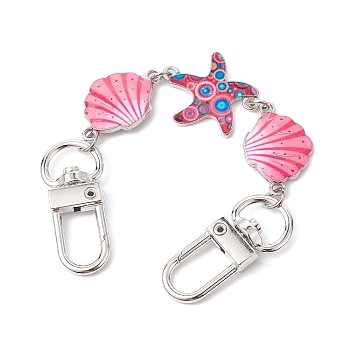 Ocean Theme Alloy Enamel Link Purse Strap Extenders, Shell & Starfish Purse Extension Chains with Swivel Clasp, Pale Violet Red, 14.2cm