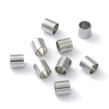 201 Stainless Steel Spacer Beads, Tube, Stainless Steel Color, 5x5mm, Hole: 4mm