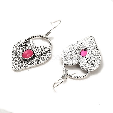 Pendientes colgantes de resina con forma de corazón y anillo.(EJEW-G370-07AS)-2