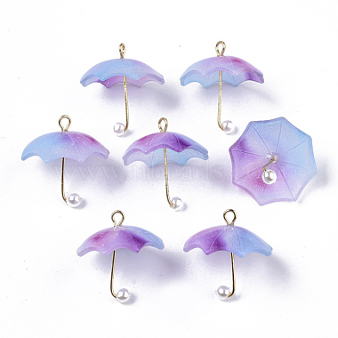 Golden CornflowerBlue Umbrella Acrylic Pendants
