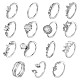 15Pcs 15 Style Crystal Rhinestone Teardrop & Horse Eye & Leaf Finger Rings(JR938A)-1