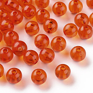 Transparent Acrylic Beads, Round, Dark Orange, 8x7mm, Hole: 2mm(X-MACR-S370-A8mm-726)