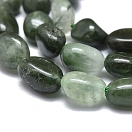 Natural Green Rutilated Quartz Beads Strands, Tumbled Stone, Nuggets, 8~10x8x5~6mm, Hole: 0.6mm, about 45pcs/Strand, 15.75 inch(40cm)(G-O-186-B-12)