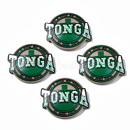 3D Printed Acrylic Pendants, Half Round/Dome with Word Tonga, Tan, 37x42x6.5mm, Hole: 1.6mm(KY-S163-315)