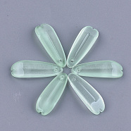Transparent Spray Painted Glass Pendants, Petal, Light Green, 25x8.5~9x4.5mm, Hole: 1.4mm(GLAA-S183-02D)