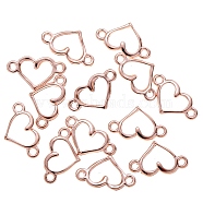 Alloy Hollow Connector Charms, Heart, Rose Gold, 8x14.5mm, Hole: 1mm(HEAR-PW0001-058RG)