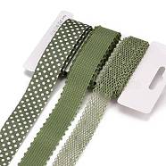 9 Yards 3 Styles Polyester Ribbon, for DIY Handmade Craft, Hair Bowknots and Gift Decoration, Avocado Green Color Palette, Dark Olive Green, 1~1-1/8 inch(25~28mm), about 3 yards/style(SRIB-A014-D02)