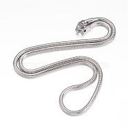 304 Stainless Steel Necklace, Round Snake Chains, with Lobster Claw Clasps, Stainless Steel Color, 20.08 inch(510mm), 3mm(MAK-K062-02P-3mm)