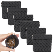 Rectangle Imitation Leather Multipurpose Shrapnel Makeup Bags, Coin Pouches for Lipstick, Small Items, Change Storage, Rhombus Pattern, Black, 7.2x8.5x0.65cm(ABAG-WH0039-20A-02)