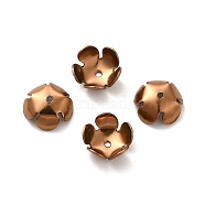 Ion Plating(IP) 304 Stainless Steel Bead Caps, Flower, 5-Petal, Coffee Golden, 8x8x3mm, Hole: 1mm(STAS-E145-06CG)