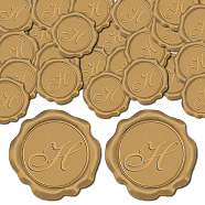 Adhesive Wax Seal Stickers, Envelope Seal Decoration, For Craft Scrapbook DIY Gift, Letter H, Dark Goldenrod, 30mm, 50pcs/box(DIY-CP0009-12G)