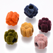Flocky Acrylic Beads, Flower, Mixed Color, 11x9mm, Hole: 4mm(X-FIND-R079-16)